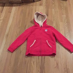 Pink zip up down jacket with hoodie